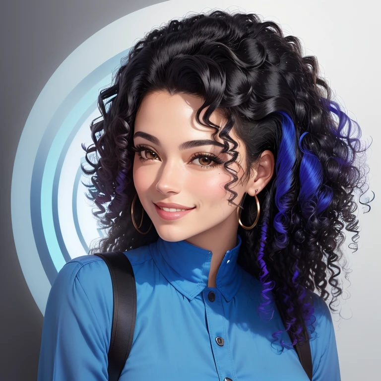 smiling woman with curly hair and blue shirt, foto perfil, alanis guillen, headshot foto perfil, malika favre, profile image, magnetic years, taken at the beginning of 2020, aida muluneh, avatar image, professional foto perfil, powder Nándor Katona, photo of young man