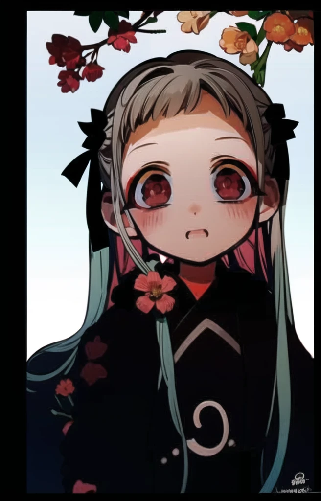 Yashiro , nene yashiro , wearing black clothes , flowers