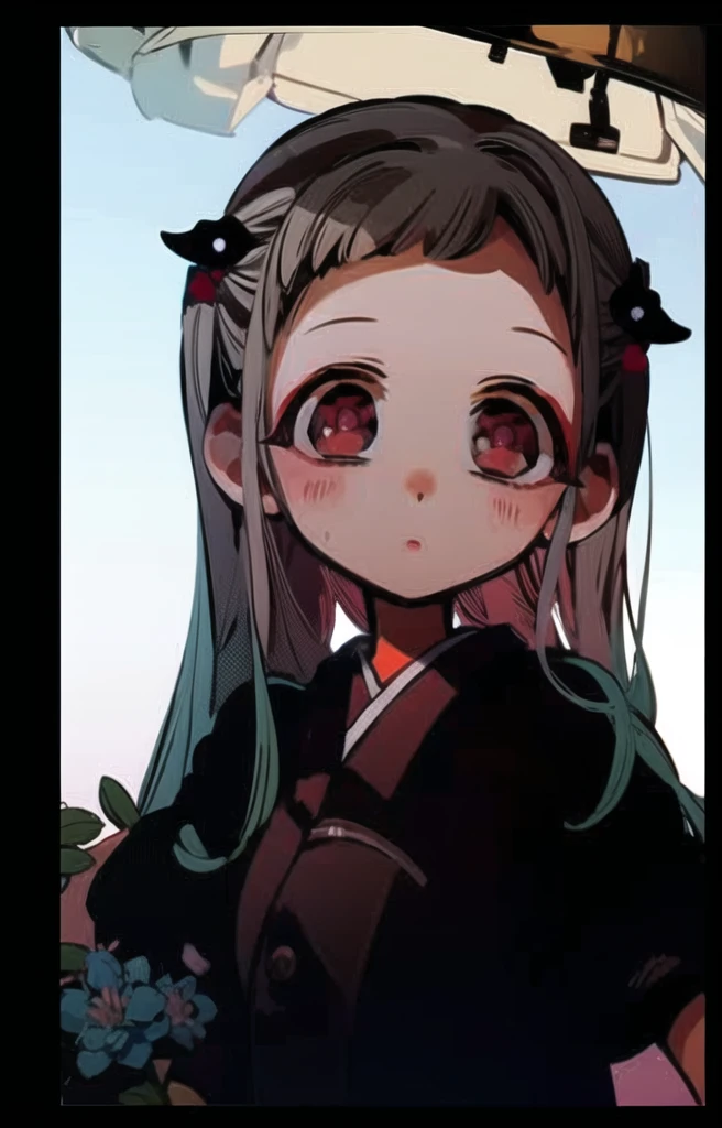 Yashiro , nene yashiro , wearing black clothes , flowers