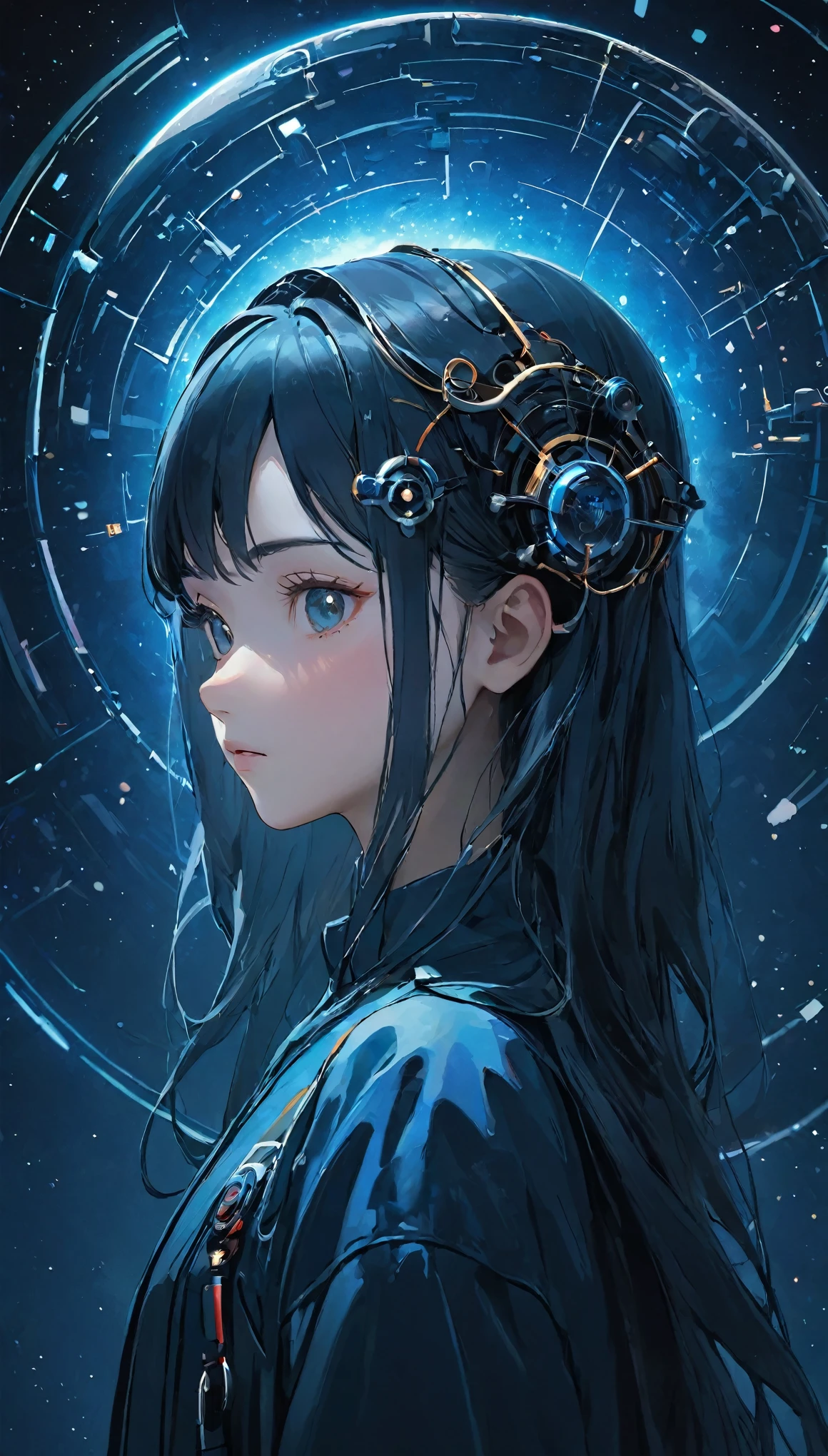 future world,人工知能のPerfectな例,5143 and later, 8K, Very detailed , Perfect，Extremely detailed face，16 year old girl，Eight-head body，#13: Silky Light Blue Hair，little girl，Futuristic Background，Night battle，Smile，((Wear a khaki military jacket,Japanese representative jacket、With flag patch))、(Blade World)、(((outdoor,remains、A city full of rubble)))