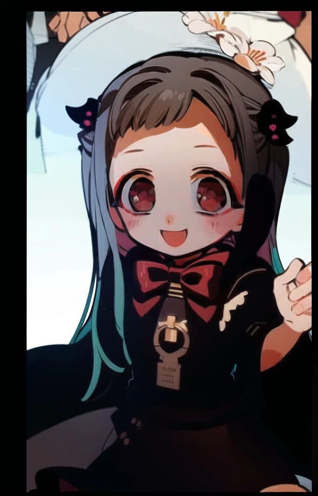 Yashiro , nene yashiro , wearing black clothes , flowers , smile , black skirt , red