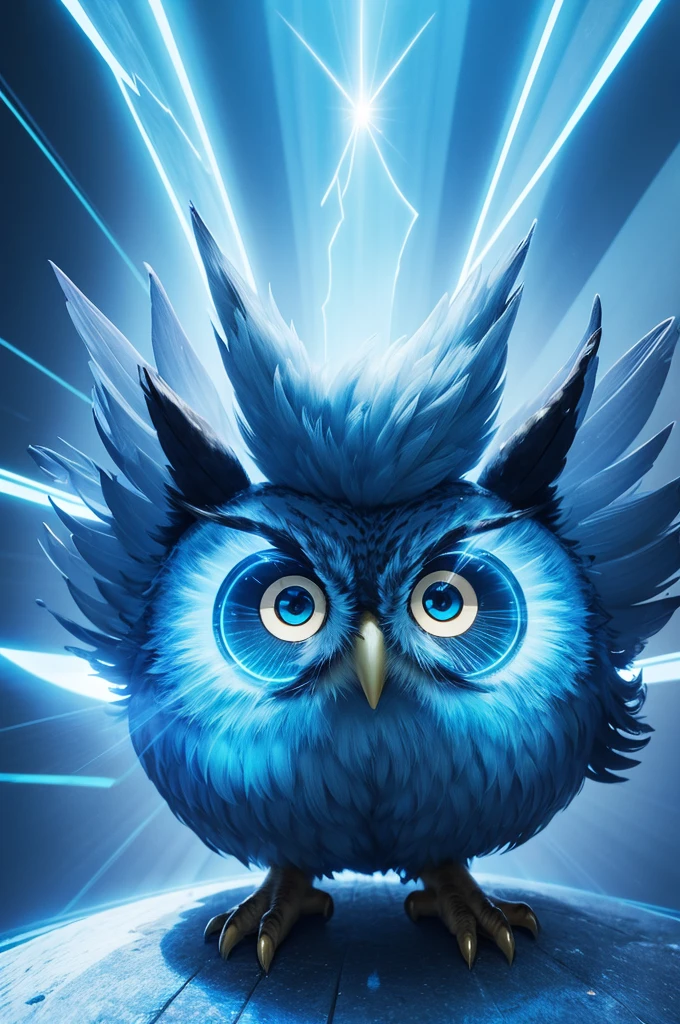 Make an Owl with blue colored rays attacking