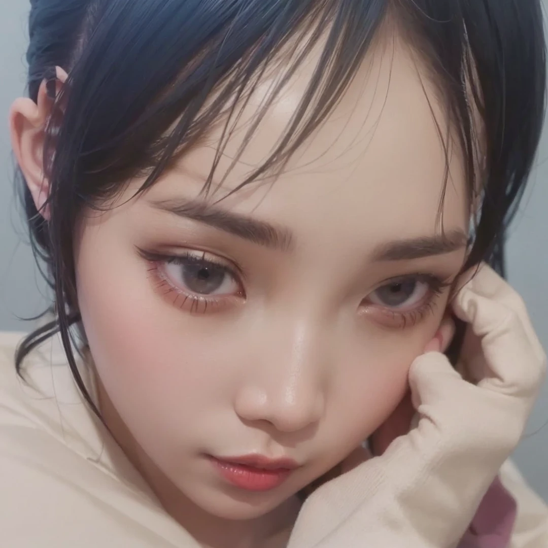 Realistic、(masterpiece、Highest quality、Highest quality、Official Art、Beautiful and aesthetic:1.2)、Very detailed、woman,people々turn black:1.2,((Backlighting:1.2)),Fractal Art、colorful、Highest detail、Tangled、(The background is bright and abstract:1.5)Silver Hair、Bright Eyes、all back、Masseter muscle area,High definition,1peopleの少女、Idol、Close-up、clavicle、picture、movie、Depth of written boundary、Jito Order、Eyes from below,Long Hair,View your viewers、Cleavage,((surrealist clothes:1.4)),Puffy eyes,Sit on,
