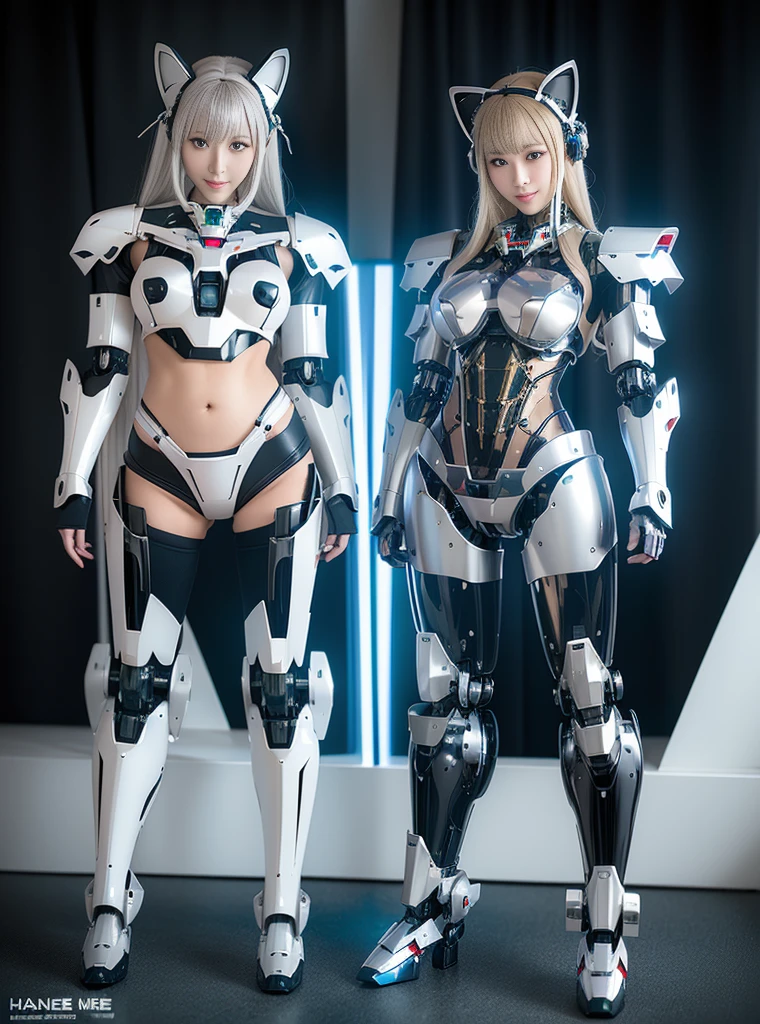 textured skin, Super detailed, high detail, high quality, best quality, High resolution, 1080P, Hard Drive, fair,beautiful clear face(Rain waves_haneame:1.5),fair機器人女人,Mecha robot girl,Versus mode,Mecha warrior,Full body image,Super Detail, High Detail, high quality, best quality, High resolution,1 female robot,fair女機器人,beautiful clear face(Rain waves_haneame:1.5), Mechanical body(Smooth metal surface,silver armor,Mechanical seams of skin,beautiful body curves),Mechanical body structure,High-tech all over the body(mecha armor : 1.5),Streamlined mechanical armor (Relatively thick,Highlight breast curves),cat ear antenna hair accessories,Mechanical parts damage