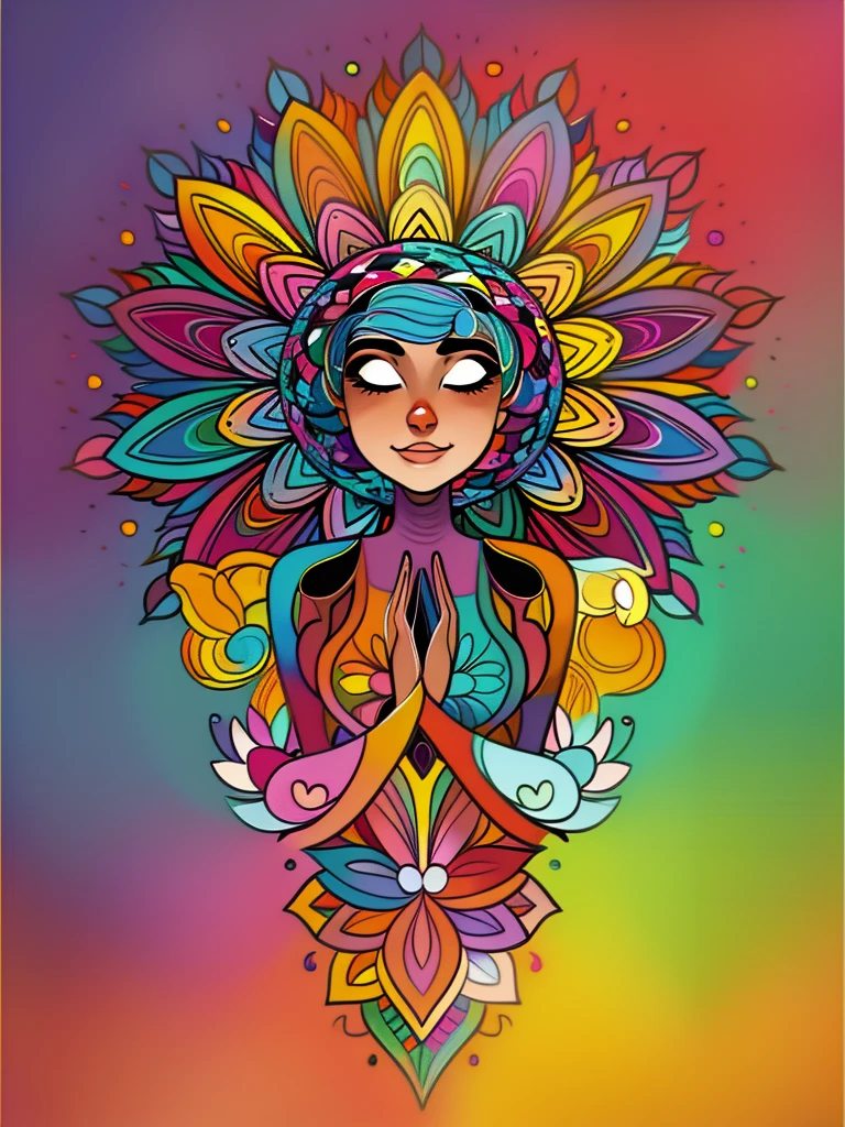 vibrant, harmonious and complementary colors art for coloring book of complex and beautiful mandala characters