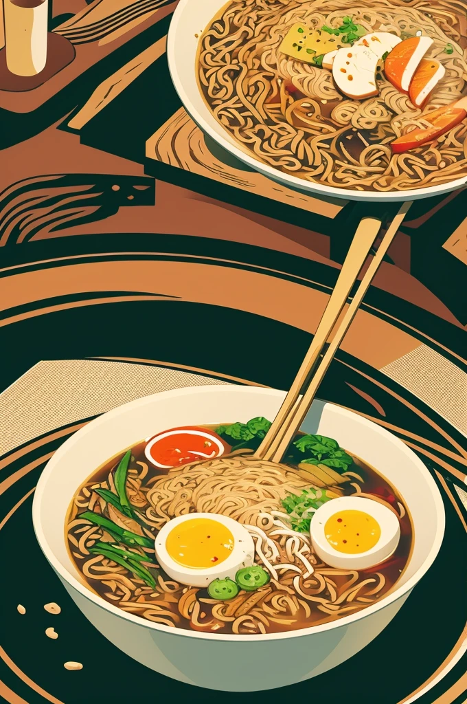 Ramen retro illustration graphic