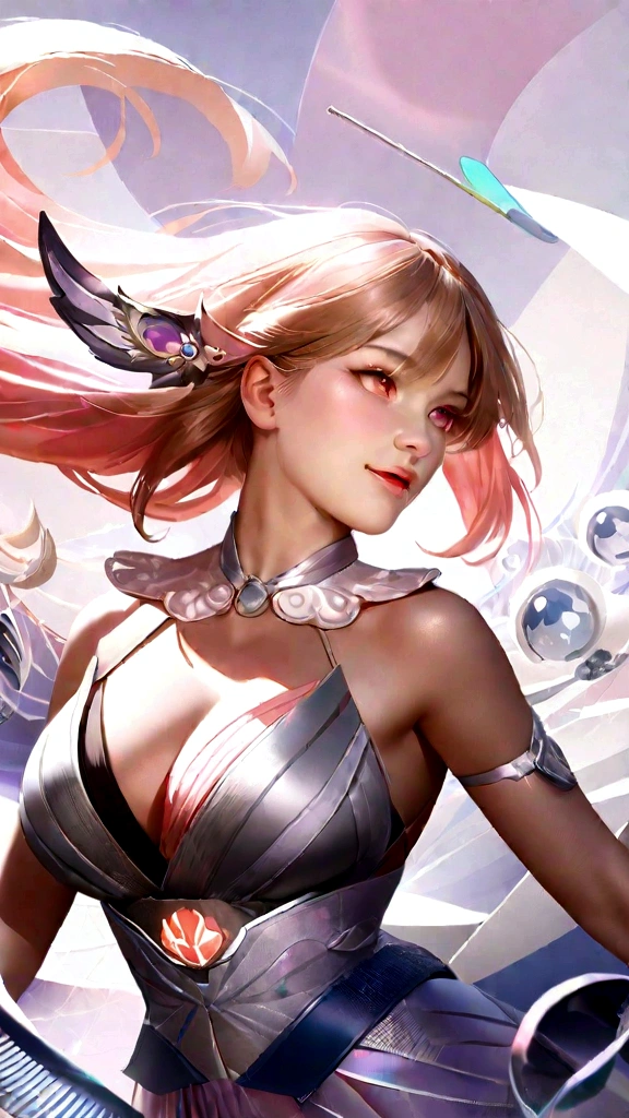 (RAW photo, best quality), (realistic, photo-realistic:1.3),best quality,highly detailed,masterpiece,ultra-detailed,illustration,1girl,upper_body,dynamic angle,world masterpiece theater,messy_long_hair,best quality,extremely detailed CG unity 8k wallpaper,ink,Amazing,cinematic lighting,lens_flare, dunhuang_style