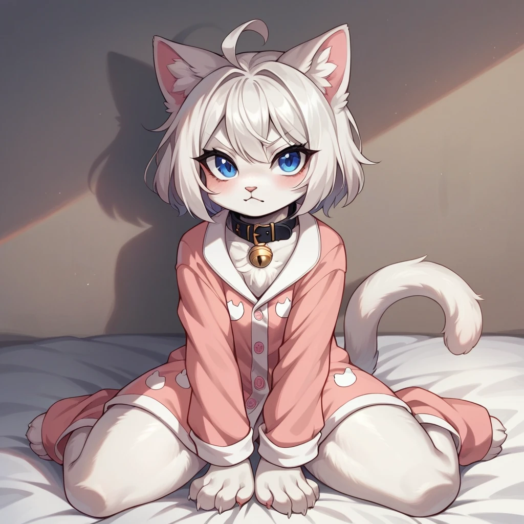 Cat ears, silver hair, loli
