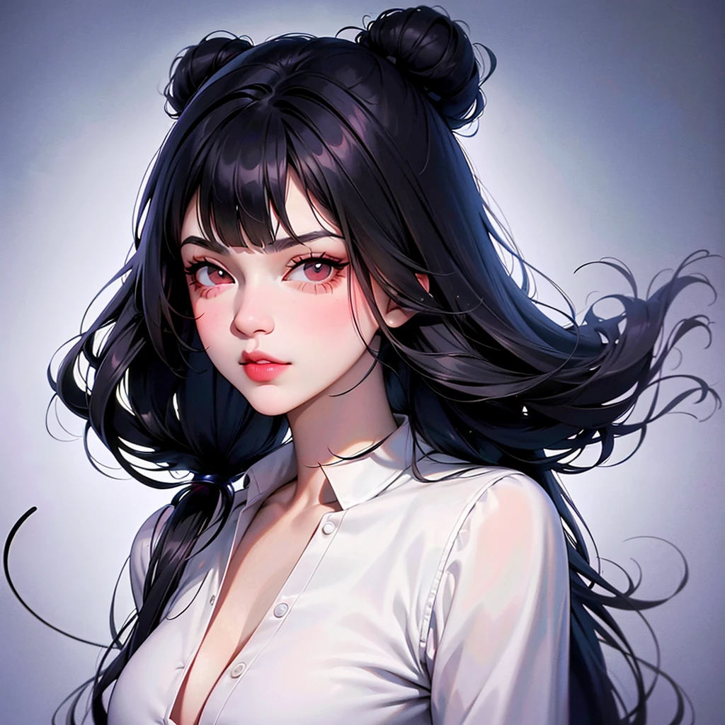 pintura de uma mulher with black hair e blusa preta, Ilya Kuvshinov face, Ilya Kuvshinov. 4K, Ilya Kuvshinov style, Kuvshinov Ilya, kuvshinov, detailed portrait of anime girl, with black hair, cute anime portrait, anime style portrait, digital anime art