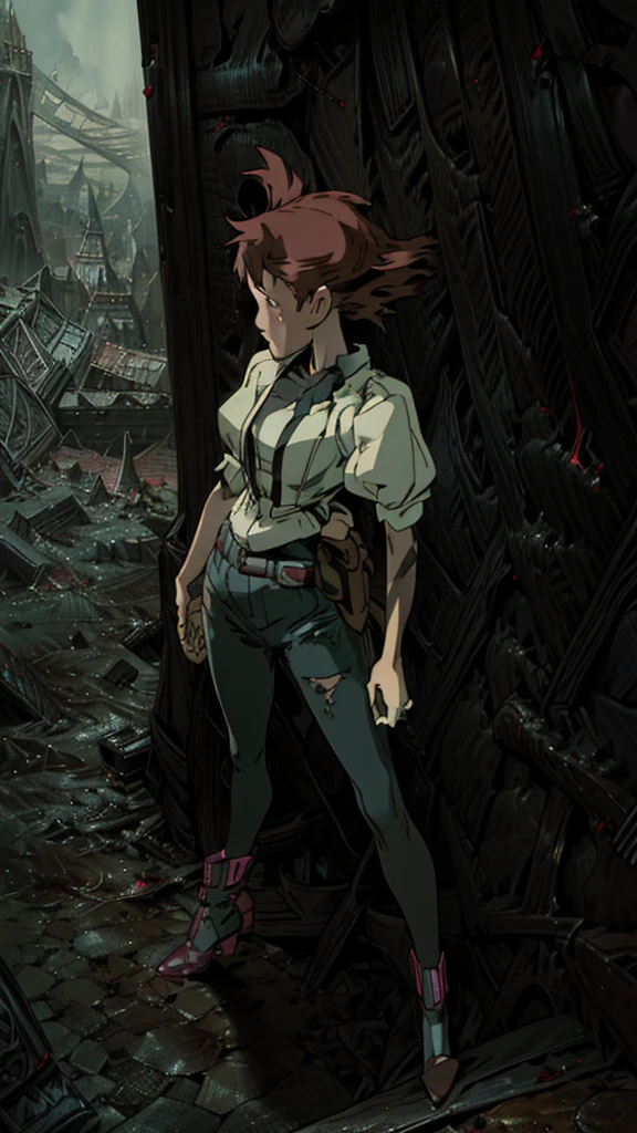 1 girl, attractive body in sexy clothes, gothic, wearing punk attire, destroyed city, in a mortal battle, solo, masterpiece, flawless, no anomalies, photorealistic, 8k, high quality, dramatic lighting, moody atmosphere, dark colors, gritty urban environment, hyper detailed, cinematic composition, dynamic pose, intense expression
