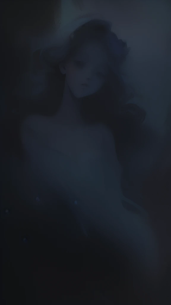 ((SFW)), (best quality,4k,8k, high res,masterpiece:1.2), ((masterpiece)), (((best quality))), slightly muted colors, hair color, hairstyle fax, eyes, clouds, flowy hair, stars in hair, adult, starry eyes, sea, ocean, celestial, hairstyle fax, deity, muted blue hair, sky-like hair with stars, ocean hair, soft smile, (({comforting aura})) (((abstract:0.5, melting elements from the painting, ghostly, transparent))), angels, luminous, bright character, ghostly luminous character, siren, mesmerizing siren, ((2 figures, one dark figure and one light figure mesmerizingly together in the most ethereal romantic artwork))