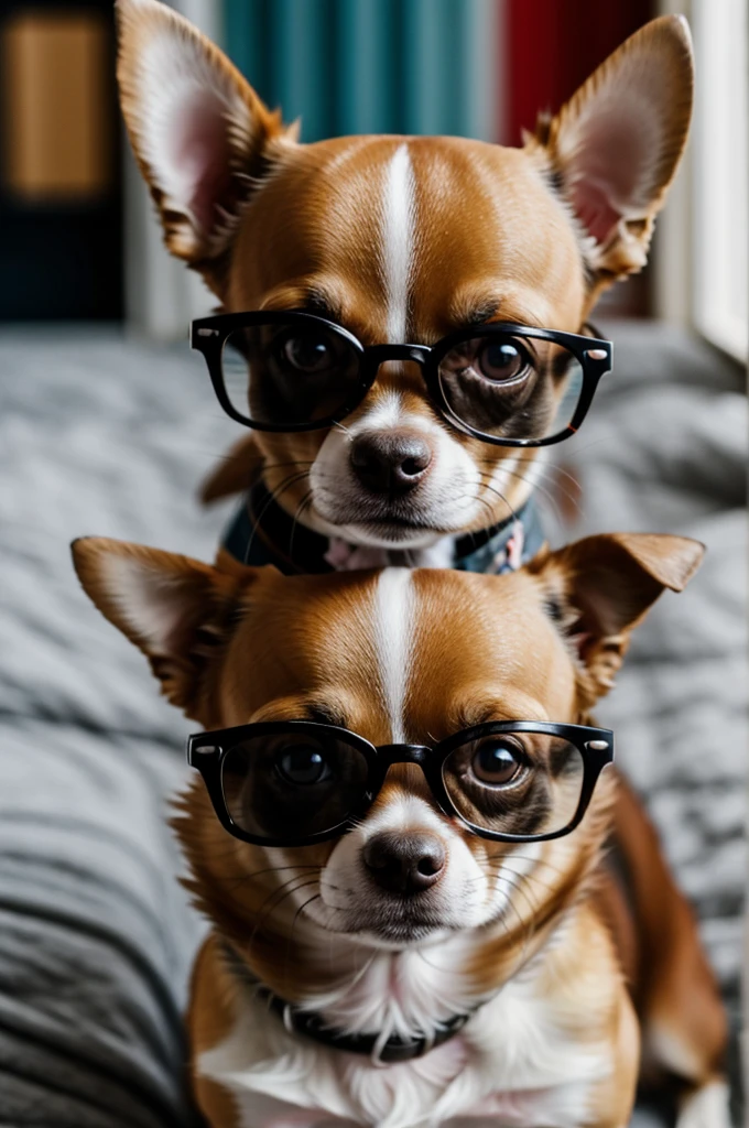 Chihuahua dog with black glasses
