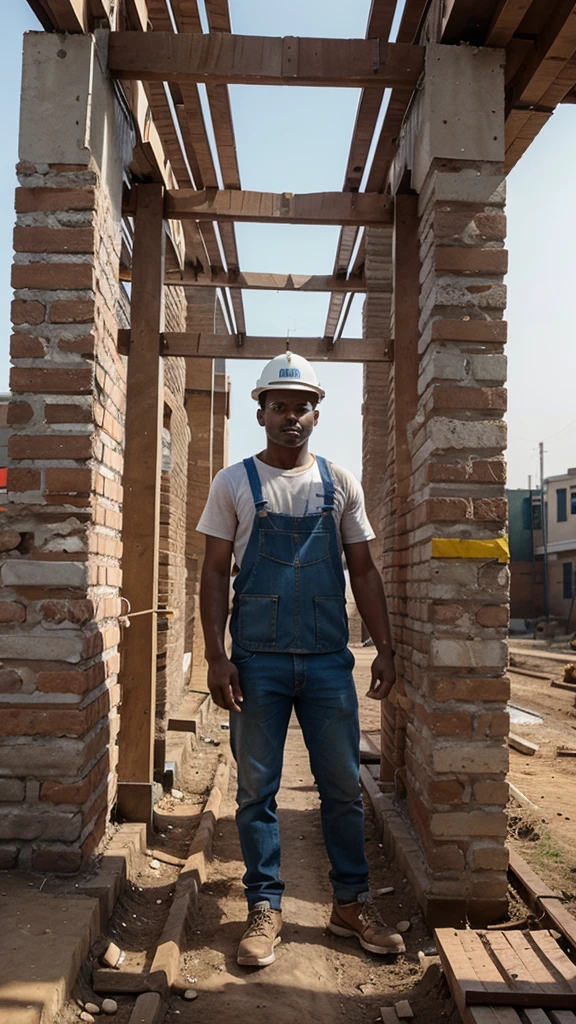 A structure under construction with bricks being laid one by one. A person, dressed like a builder, adds bricks to the structure, symbolizing the small daily efforts that build the future.