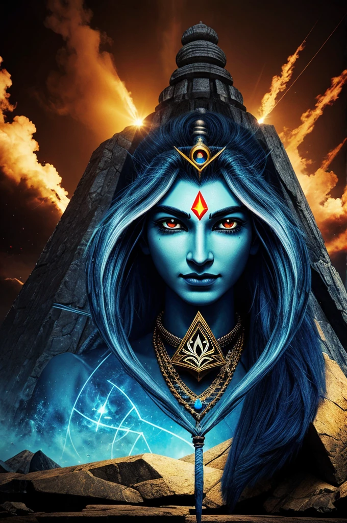Combine god shiva's third eye with the logo of illuminati