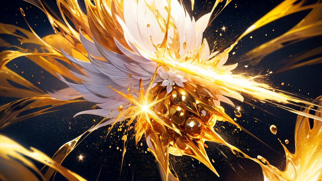 golden flacks particles on white background