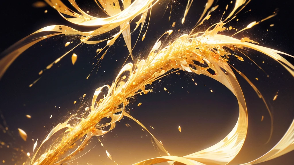 golden flacks particles on white background