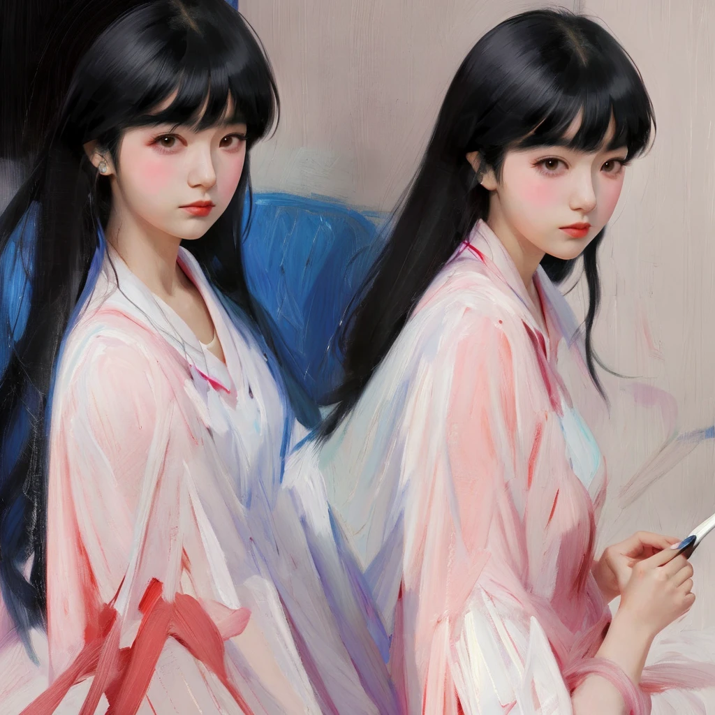 pintura de uma mulher with black hair e blusa preta, Ilya Kuvshinov face, Ilya Kuvshinov. 4K, Ilya Kuvshinov style, Kuvshinov Ilya, kuvshinov, detailed portrait of anime girl,  with black hair, cute anime portrait, anime style portrait, digital anime art