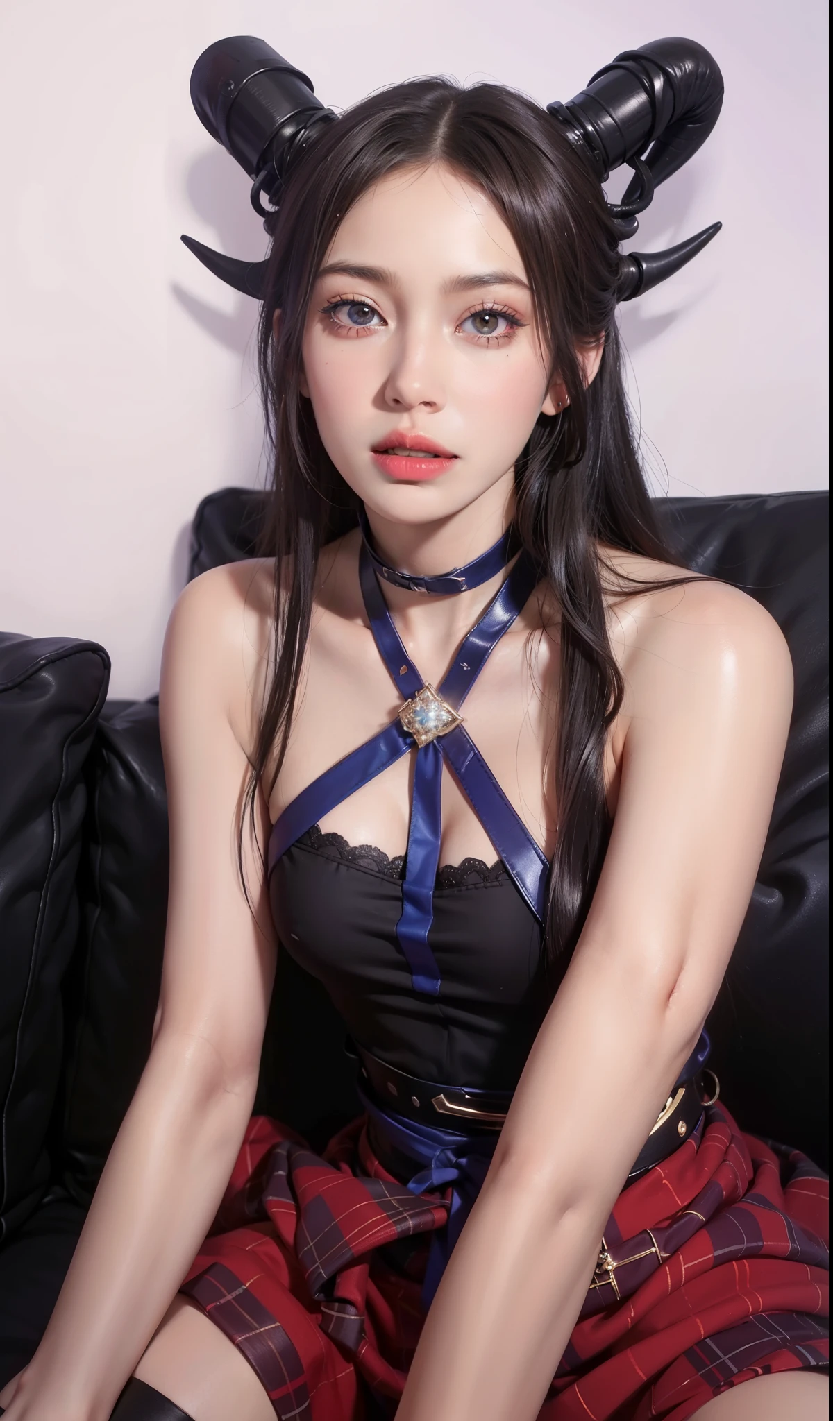 Very detailed, Delicate face, Photorealistic style, Stock Photography ,  Colorful, Surreal, Realistic textures, Dramatic Lighting, Distiller 800  (8K, original photo, Better quality, masterpiece: 1.2), Very detailed, (Extremely delicate skin: 1.2), 8K Ultra HD, SLR camera, Soft Light, high quality， Frozen queen, Queen, Snow Castle，Blue pupils，Wear red lipstick，Full body tattoo，Succubus