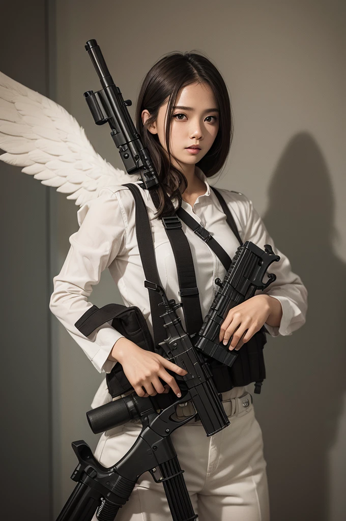 Angel with machine gun in hands
