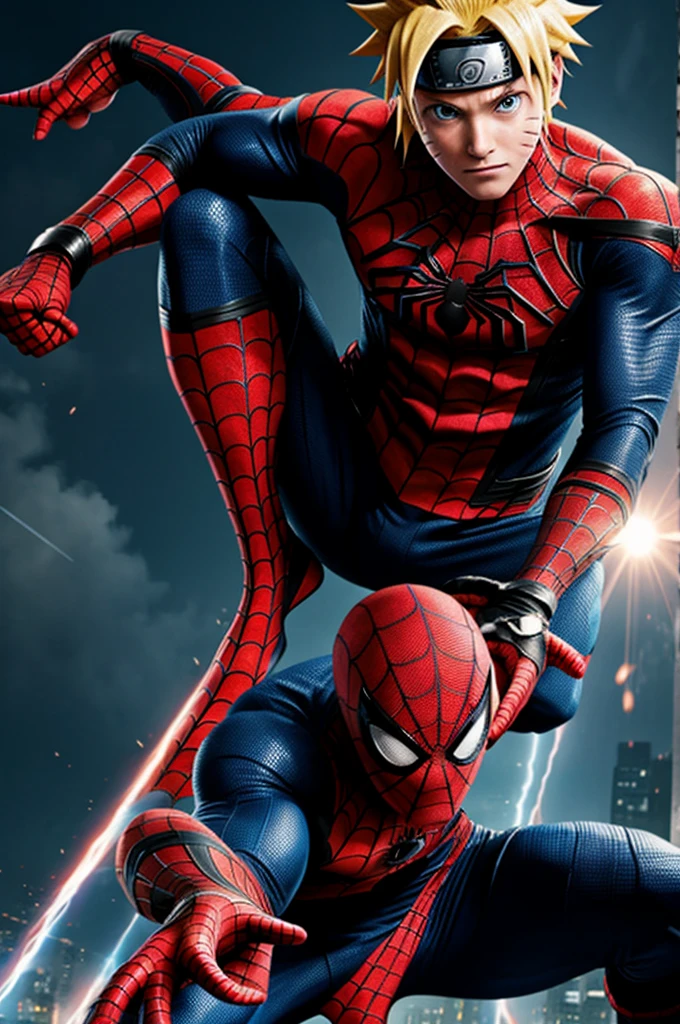 Naruto fighting with spider man