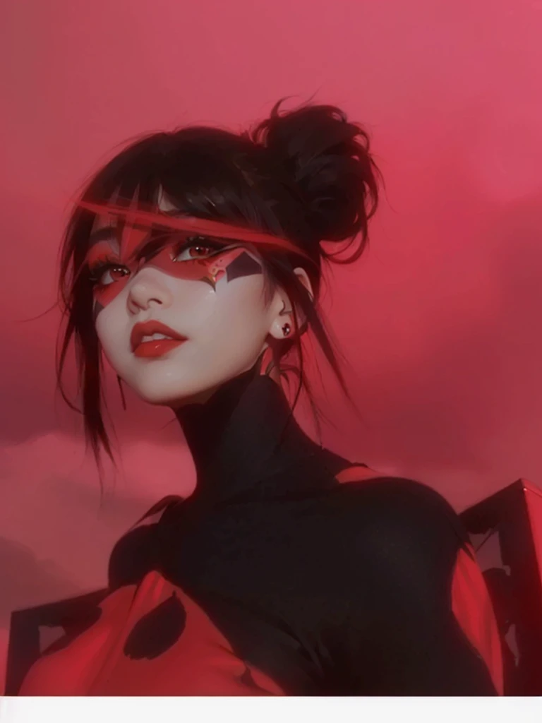 a closeup of a woman with red and black makeup, Ilia Kuvshinov. 4k, artgerm and Ilia Kuvshinov, Ilia Kuvshinov and artgerm, Kuvshinov Iliá, Kuvshinov, ( Ilia Kuvshinov ), alena aenami and artgerm, lois van ross draws