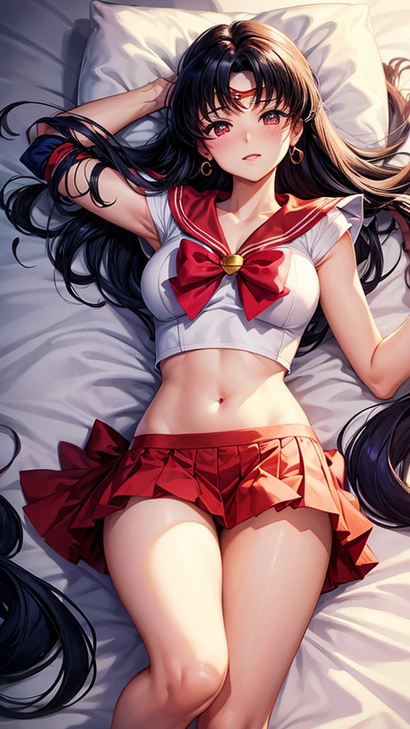 Sailor Mars is pushed down on the bed and having sex with a man、Highest quality