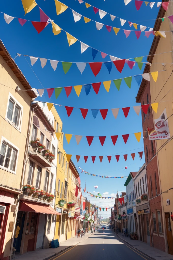 A small town in the interior of the Northeast, decorated for the feast of Saint John with colorful flags and balloons.