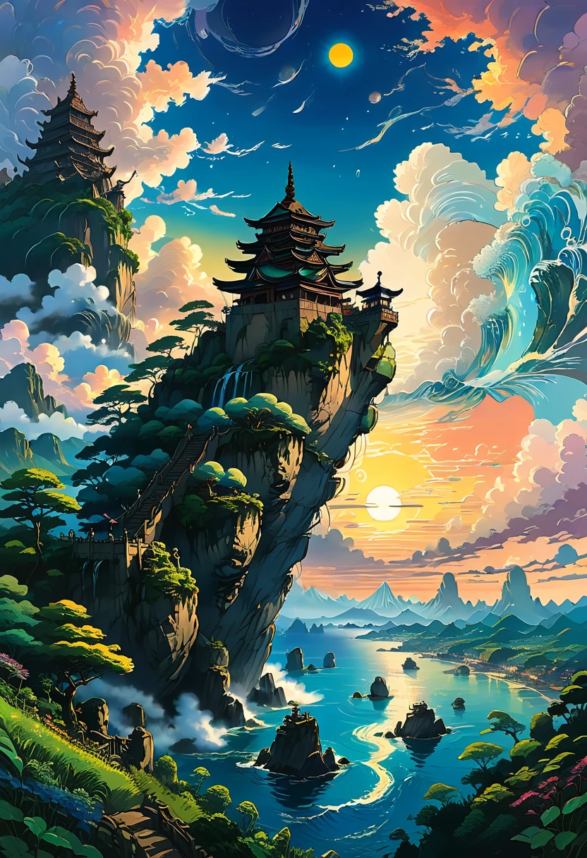 Sunrise Time, by Studio Ghibli, best quality, masterpiece, very aesthetic, perfect composition, intricate details, ultra-detailed