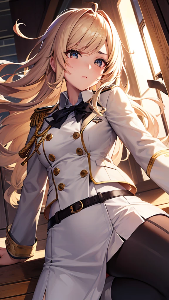 Create a detailed and faithful anime-style illustration of Haruka Sakura from “Wind Breaker.” The character has the following distinctive features:

	1.	Hair: Divided evenly at the middle, the right half is black, and the left half is white.
	2.	Eyes: The right eye is black, and the left eye is gold.
	3.	Eyebrows: The right eyebrow is black, and the left eyebrow is white.
	4.	Uniform:
	•	A green student uniform with gold embroidery on the collar and cuffs.
	•	The inner shirt is white.
	•	The belt is brown.
	•	The uniform’s jacket and pants are olive green.
	•	The uniform buttons are white.
	•	A white armband on the left sleeve.
	5.	Pose and expression: Include a confident and composed expression suitable for a student in a uniform.
