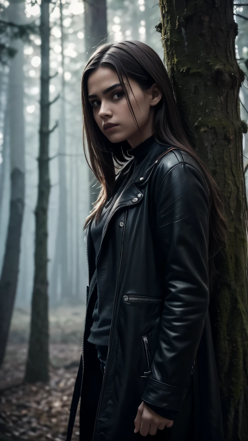 a teenage girl hanging from tree by neck, horrific atmosphere, sadness, torn clothing, realistic, photorealistic, extremely detailed, hyper detailed, highly detailed, vibrant colors, dramatic lighting, chiaroscuro, cinematic, moody, gritty, dark, gothic, somber, melancholic, emotional, haunting, unsettling, disturbing, tragic, poignant, best quality, 8k, highres, masterpiece