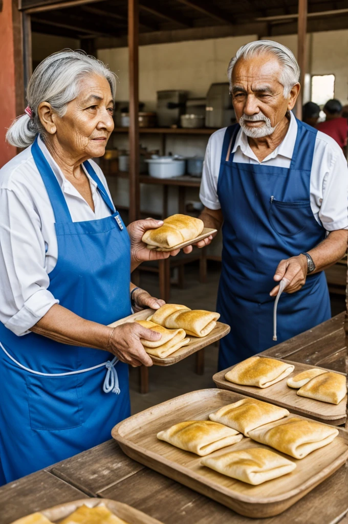 Old lady and old man running a canteen with cachangas