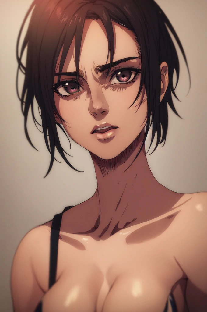 1girl,ultra high details, ultra high auality,(highly detailed face)1.2,(high quality of face)1.3,Mikasa Ackerman,highly detailed abs,perfect female anatomy, best quality of shadows,highly detailed muscles,beautiful face,volume shadows
