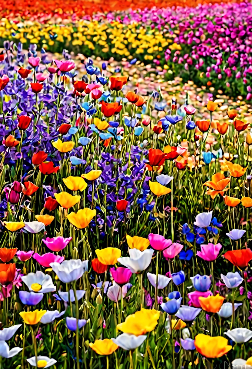 A field of flowers, each one representing a memory of a faded love, their colors vibrant and their petals delicate