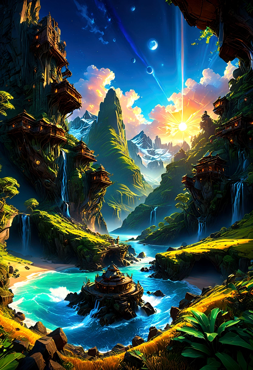 Sunrise Time, by Max_Rive and Ryan_Dyar, octane render, kodak style, best quality, masterpiece, very aesthetic, perfect composition, intricate details, ultra-detailed
