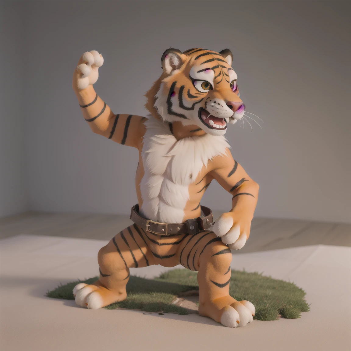 masterpiece, high quality, best quality, tiger, anthro, 1 character, furr, 1tiger, smile, solo, looking at the viewer, unmoving_pattern