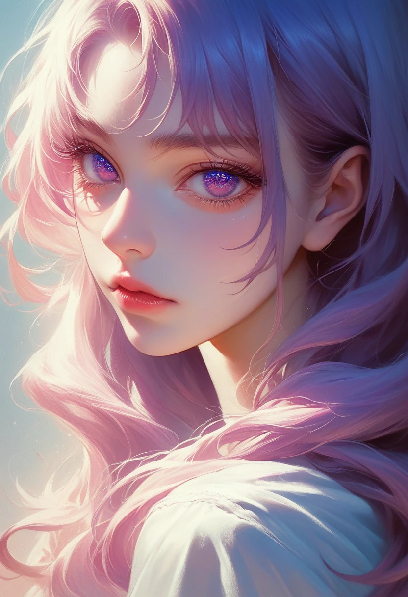 a anime girl with long hair and purple eyes, colorized photo by Rei Kamoi, trending on pixiv, remodernism, official art, ultra detailed, anime, beautiful detailed eyes, beautiful detailed lips, extremely detailed face, long eyelashes, portrait, digital painting, vibrant colors, warm lighting, cinematic composition, photorealistic, high quality, masterpiece, hyper detailed, 8k, best quality