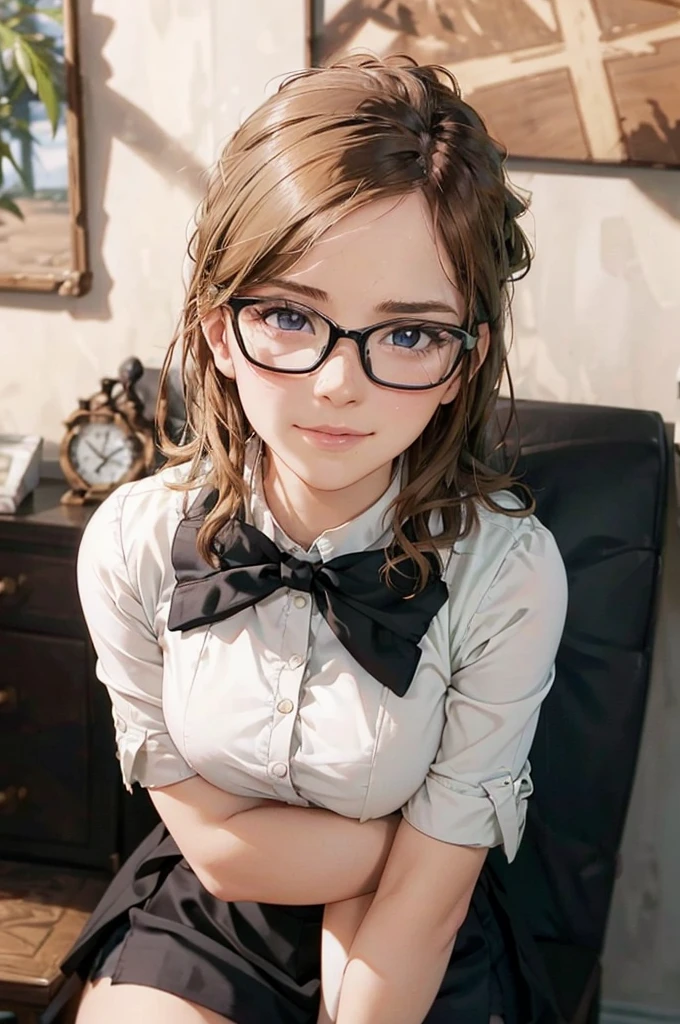 Masterpiece, 最high quality, high quality, High resolution, high quality texture, high quality shadows, High resolution, Beautiful details, Detailed CG, Detailed Texture, Realistic representation of face, Realistic, colorful, delicate, Cinematic Light, Side light, Lens flare, Ray Tracing, sharp concentrated, (1 Girl,concentrated:1.3), ( Intricate details, compensate, PureErosFaceV1:0.5), (細部まで美しいdelicateな顔, 緻密で美しいdelicateな瞳, Perfect Facial Proportions, Dense skin, Optimal ratio of four fingers to one thumb,Unified 8k wallpaper, Arms under chest, Modest chest, Wide Hips, Smooth upper abdomen, 35 years old, blue eyes, glasses, air fortress hair, blonde hair, house wife, the gaze of true love, lips of temptation, A look full of compassion ,a smile full of love, i love you, Acting lovey-dovey, I love you so much I'm crazy,
cabin attendant uniform,white blouse,tight fitting black skirt,black stockings, excellent secretary ,working as a secretary, wooden desk, wooden chair