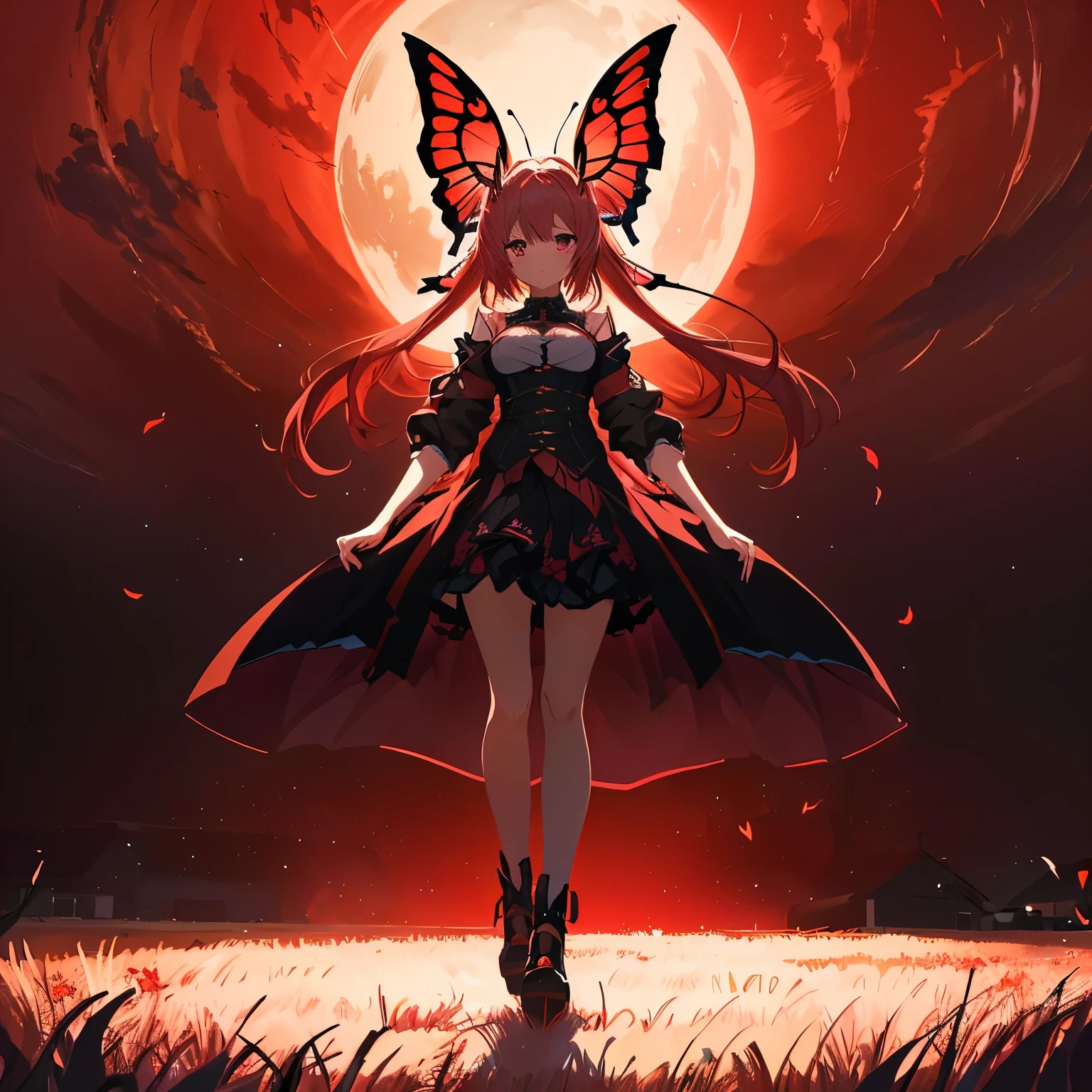 anime girl with butterfly wings walking in a field at night, Rias Gremory, 4K anime-style, 坏蛋动漫8 K, 8K anime art wallpaper, demon anime girl, anime wallpaper 4k, anime wallpaper 4k, anime wallpaper 4K, anime wallpaper, hd anime wallpaper, gothic maiden anime girl, 4K anime art wallpaper