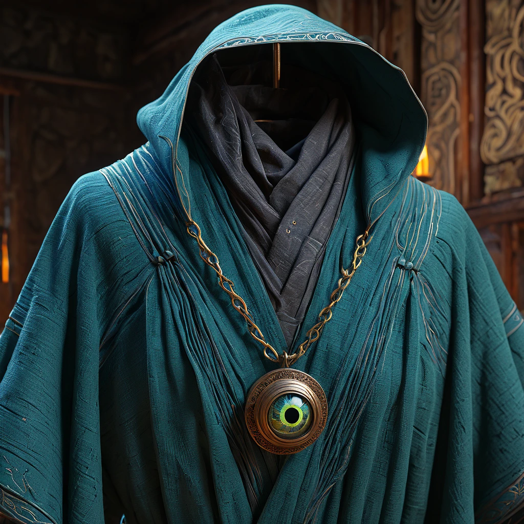 Cat eye illusion, highly detailed, Occult, magic, crossdismissociation, tattered cloth robes, substance 3d painter, PBR textures, Physical based rendering, cinematic, hyper realism, high detail, octane render, unreal engine, 8k, Vibrant colors, Smooth gradients, High contrast, depth of field, aperture
