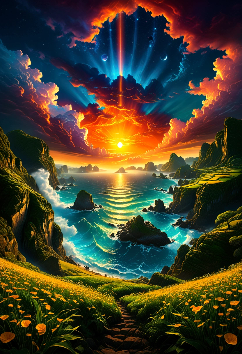 Sunrise Time, sun, by Andy_Lee, best quality, masterpiece, very aesthetic, perfect composition, intricate details, ultra-detailed