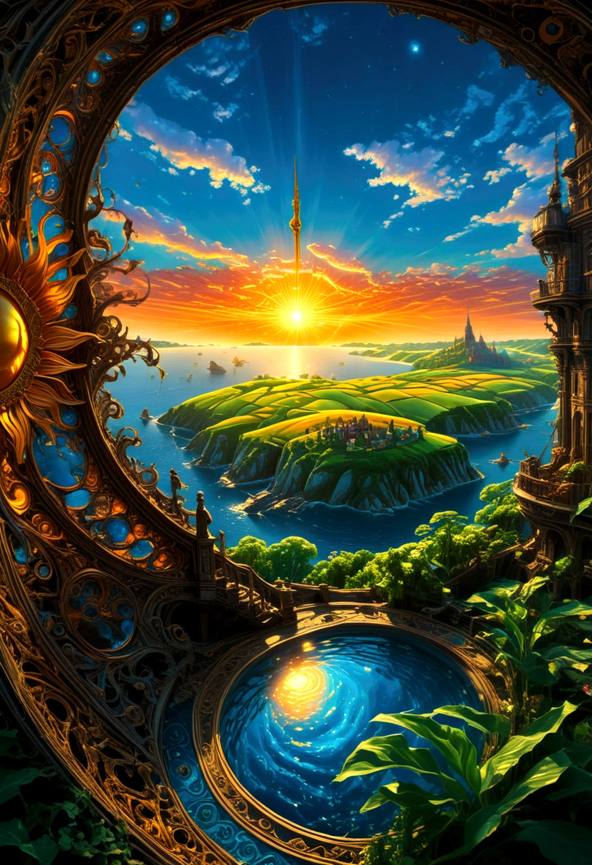 Sunrise Time, sun, by Piotr Jaboński, best quality, masterpiece, very aesthetic, perfect composition, intricate details, ultra-detailed