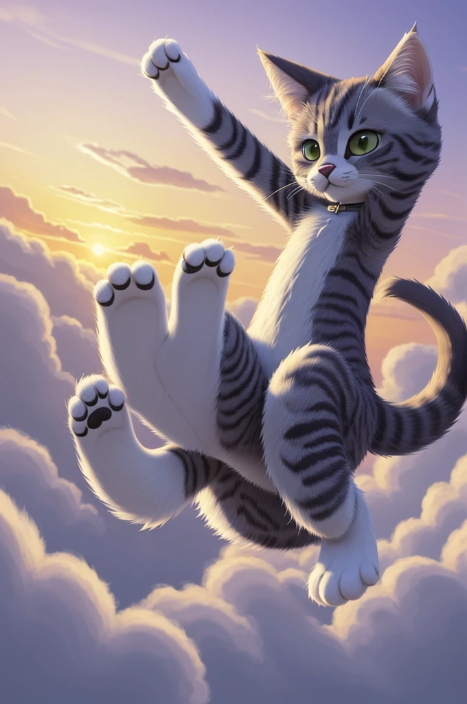 There is a cartoon cat, that jumps into the air, Conceptual art inspired by Caspar Wolf, Trends on Deviantart, furry art, furry art!!!, fursona furry art commission, pov furry art, Commission for Furaffinity, fursona art, very very beautiful furry art, furry digital art, generic furry style, pelzige Fursona, fursona!!!!