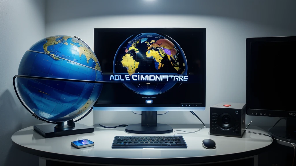 arafed computer monitor with a globe on it and a mouse, hi - tech, hi-tech, technological screens, a computer rendering, portlet photo, is a stunning, technological, computer screens, media photo, advanced technology, computer network, futuristic computer, digital world, colorful computer screen, by Joseph Werner