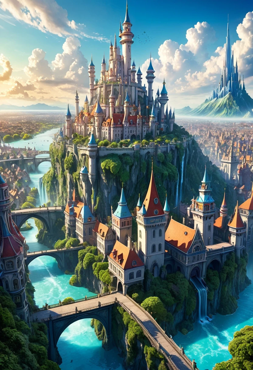 A beautiful jaw dropping city that is mash up of fairy tale and scifi. Has the feel of a fairy tale but with scifi details seemlessly blended in.
