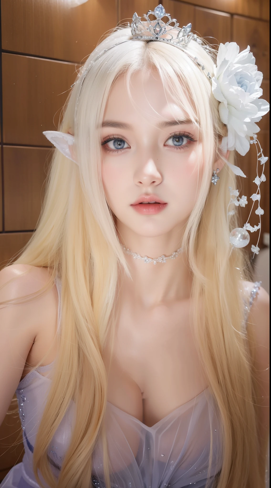 Royal sisters,Exquisite eyes,Frozen queen,Put the crown on your head,Detailed facial expressions body,tall and big,Glamorous characters,Leg length,4K,HD,The look,White translucent lace,白皙Full figure,Little cherry mouth,Beautiful and lovely,Full figure,Glossy Gel Coat,Vampire Queen in luxurious gown,Have a tattoo(Intricate tattoo designs),Ice Princess,Rich facial details,16 Year Old Angel,Eyes are blue(Pupils as deep as the starry sky),Gorgeous silk(Silky reflective),Succubus