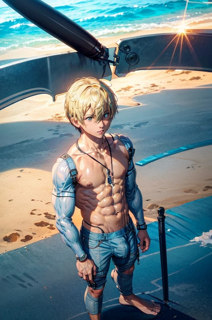age boys tanning, relaxed on beach,skinny toned body,(big penis), 12_inches_long_penis,large penis,big bulge, boyish, cute, short, blonde hair, sun glow, cum, cum on
penis, low angle view