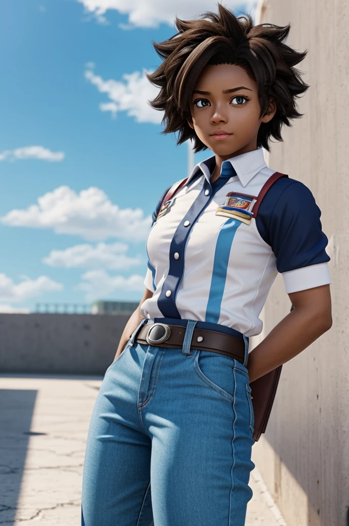 My Hero Academia Character Hair: long brown skin color: white eyes: light blue color Gender: female