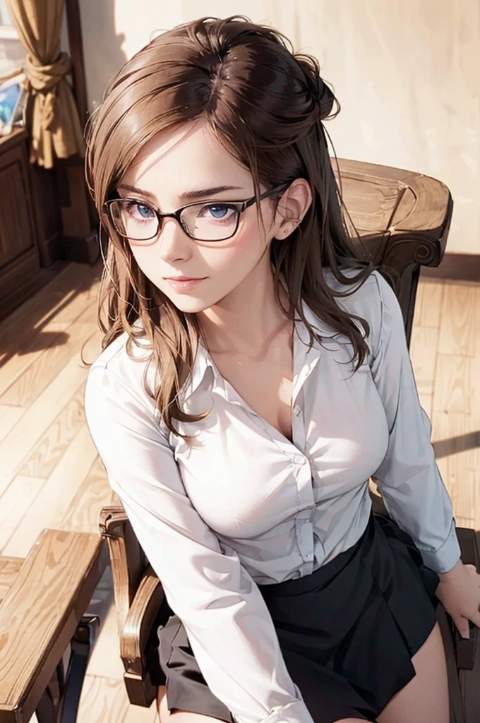 Masterpiece, 最high quality, high quality, High resolution, high quality texture, high quality shadows, High resolution, Beautiful details, Detailed CG, Detailed Texture, Realistic representation of face, Realistic, colorful, delicate, Cinematic Light, Side light, Lens flare, Ray Tracing, sharp concentrated, (1 Girl,concentrated:1.3), ( Intricate details, compensate, PureErosFaceV1:0.5), (細部まで美しいdelicateな顔, 緻密で美しいdelicateな瞳, Perfect Facial Proportions, Dense skin, Optimal ratio of four fingers to one thumb,Unified 8k wallpaper, Arms under chest, Modest chest, Wide Hips, Smooth upper abdomen, 35 years old, blue eyes, glasses, air fortress hair, blonde hair, house wife, the gaze of true love, lips of temptation, A look full of compassion ,a smile full of love, i love you, Acting lovey-dovey, I love you so much I'm crazy,
cabin attendant uniform,white blouse,tight fitting black skirt,black stockings, excellent secretary ,working as a secretary, wooden desk, wooden chair