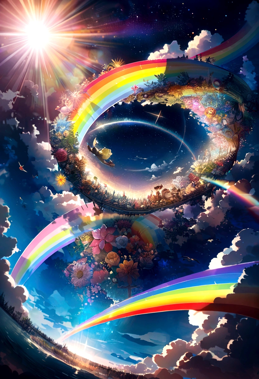 Dream Colors,head of'artwork,The detail,Starry sky,clouds,Light effects and'shade,cinematic effect,Rich in color,loutre, Rainbow, tournesol, Pearl, Canada
