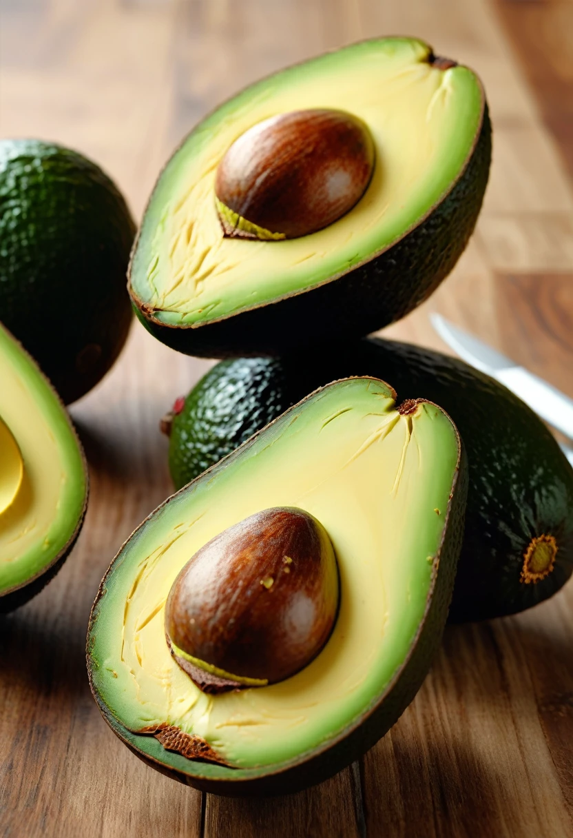 a close-up shot of a ripe avocado cut in half, showing the smooth flesh and seed, a cozy kitchen background, photography, illustration, 3d render, ultra hd detail, sharpen details, painting, Digital painting, Cinematic, Hyper-detailed, insane details, Beautifully color graded, Unreal Engine, DOF, Super-Resolution, Megapixel, Cinematic Lighting, Anti-Aliasing, FKAA, TXAA, RTX, SSAO, Post Processing, Post Production, Tone Mapping, CGI, VFX, SFX, Insanely detailed and intricate, Hyper maximalist, Hyper realistic, Volumetric, Photorealistic, ultra photoreal, ultra-detailed, intricate details, 8K, Super detailed, Full color, Volumetric lighting, HDR, Realistic, Unreal Engine, 16K, Sharp focus, —v testp